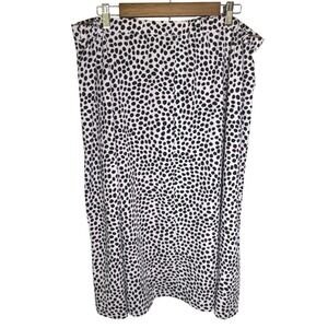 T Tahari Woman Black Pink Polka Dot Midi Skirt A-Line Stretch Pull On